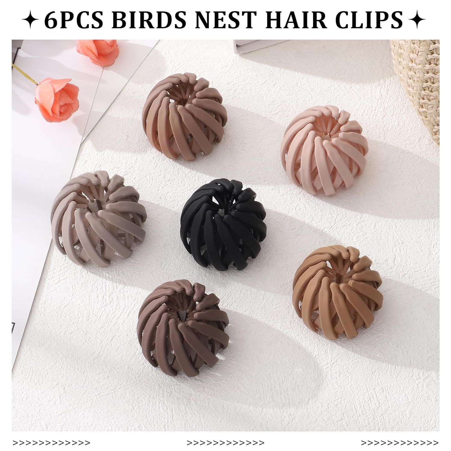 6Pcs Bird Nest Magic Hair Clips Hair Nest or Bun Strong Ponytail Holders Hair Accessories or Women Girls (Neutral, Small) - Image 7