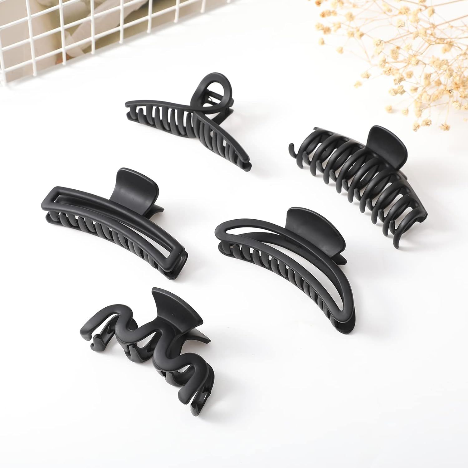 5PCS Large Claw Hair Clips or Thick Hair Big Banana Hair Clips or Women Nonslip Strong Hold Hair Claw Clip (Matte Black) - Image 5