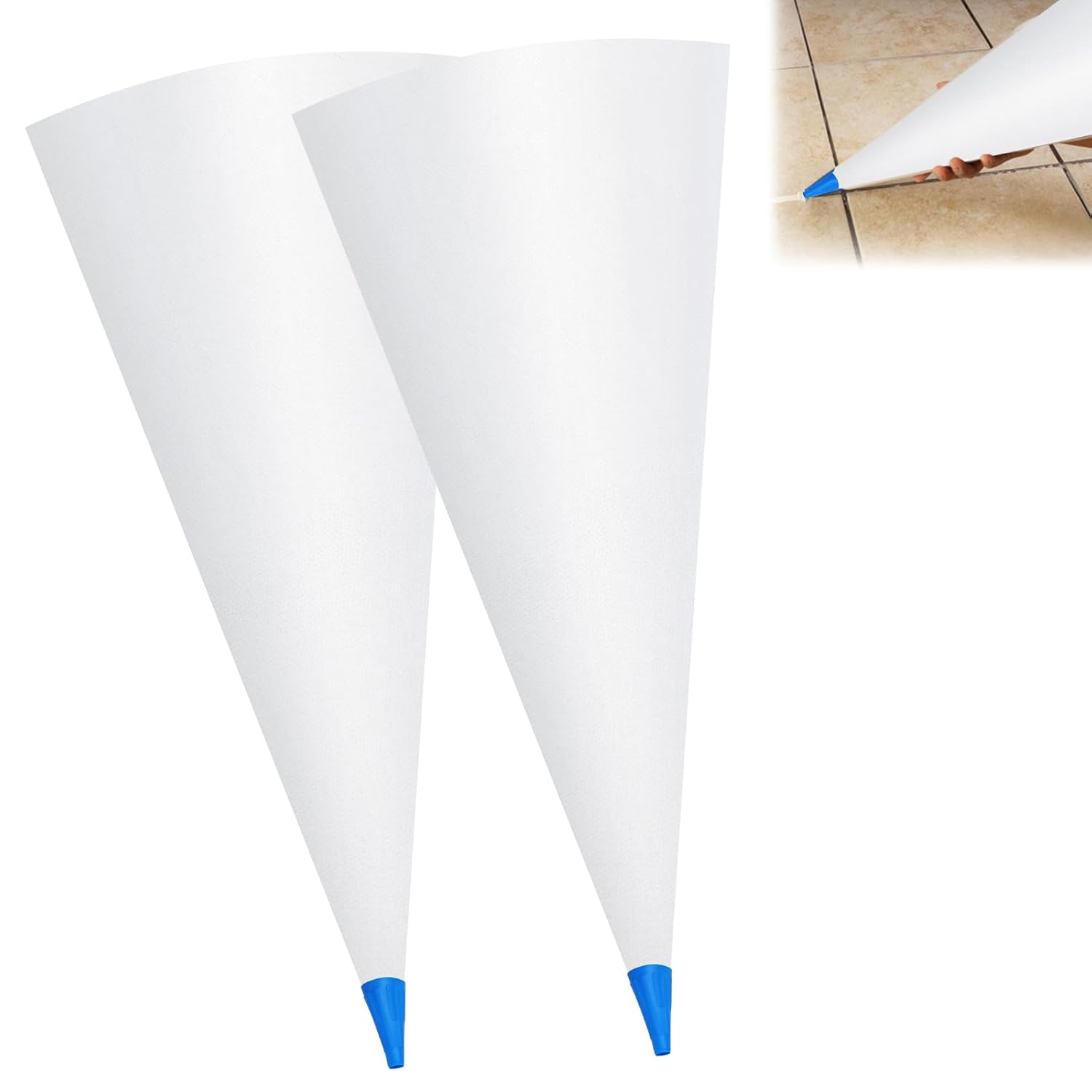 Biaungdo 2 Pack Tile Grout Masonry Mortar Bag, Heavy Duty Piping Bags Grout Sealer Bag, Blue Tip Grouting Tools for Tile Installation - Image 1