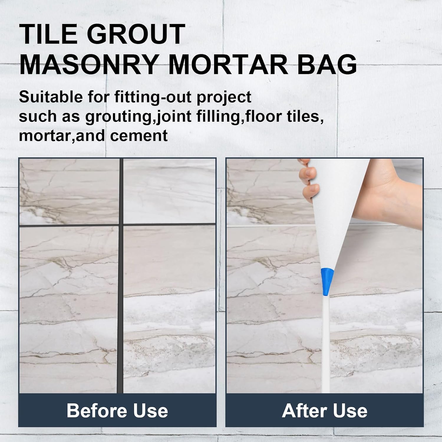Biaungdo 2 Pack Tile Grout Masonry Mortar Bag, Heavy Duty Piping Bags Grout Sealer Bag, Blue Tip Grouting Tools for Tile Installation - Image 4