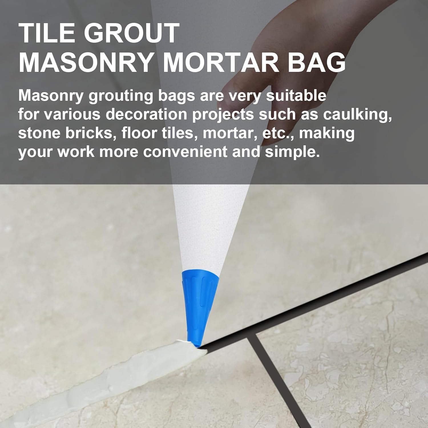 Biaungdo 2 Pack Tile Grout Masonry Mortar Bag, Heavy Duty Piping Bags Grout Sealer Bag, Blue Tip Grouting Tools for Tile Installation - Image 5