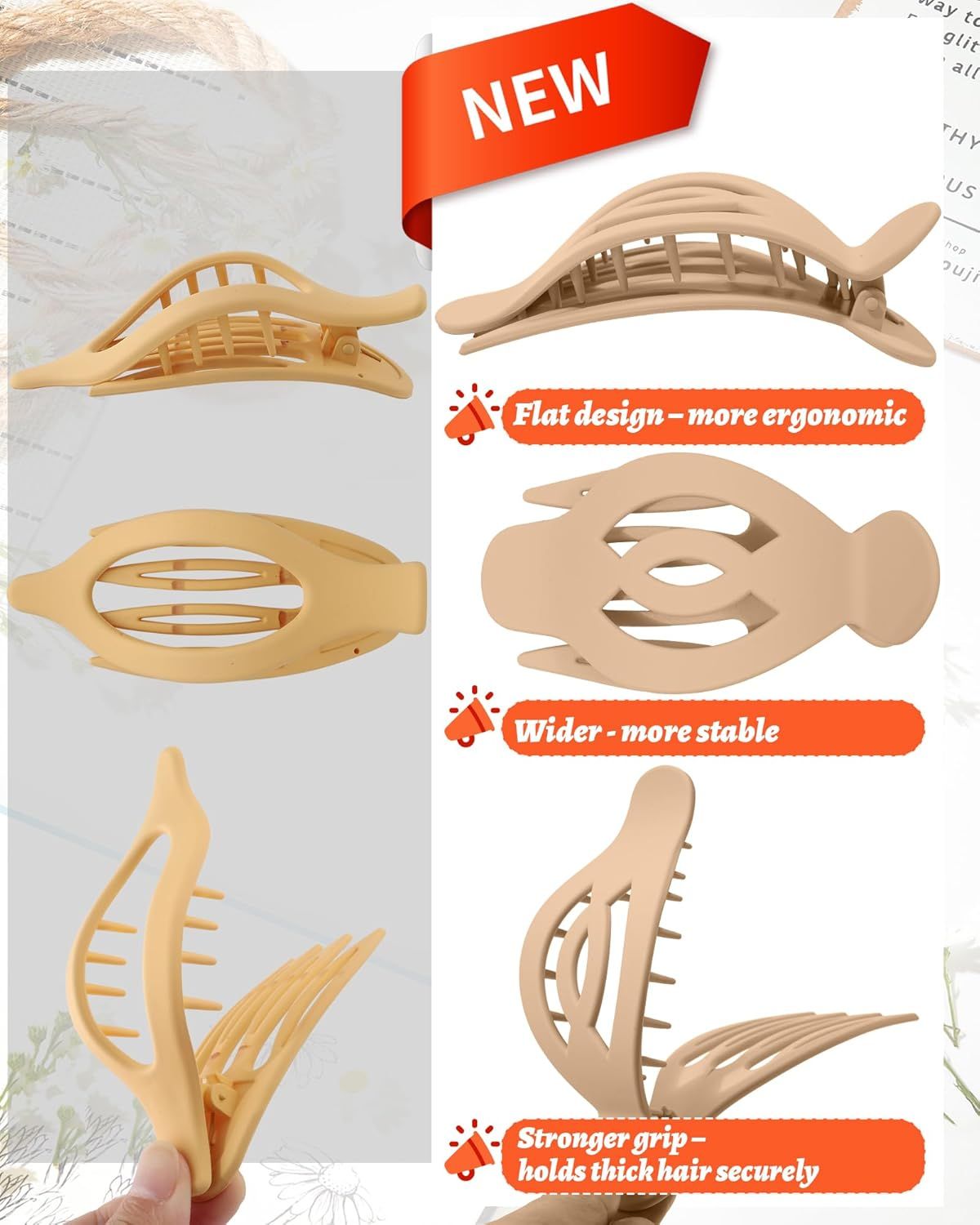 6Pcs Upgrade Large lat Hair Claw Clips or Women Girls, 5