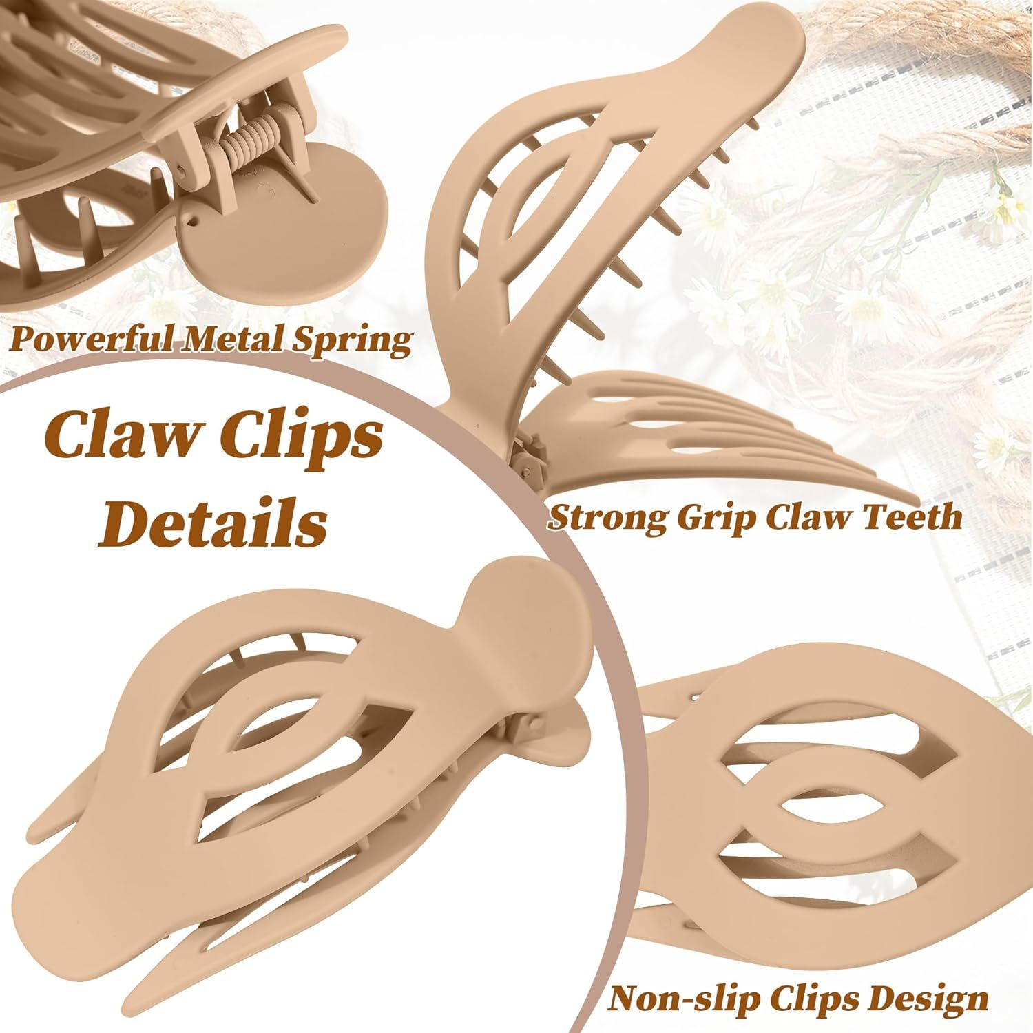 6Pcs Upgrade Large lat Hair Claw Clips or Women Girls, 5