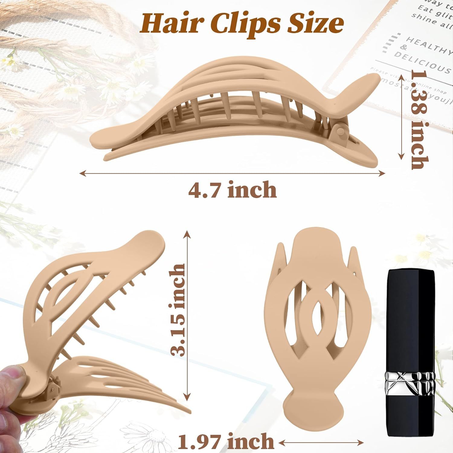 6Pcs Upgrade Large lat Hair Claw Clips or Women Girls, 5