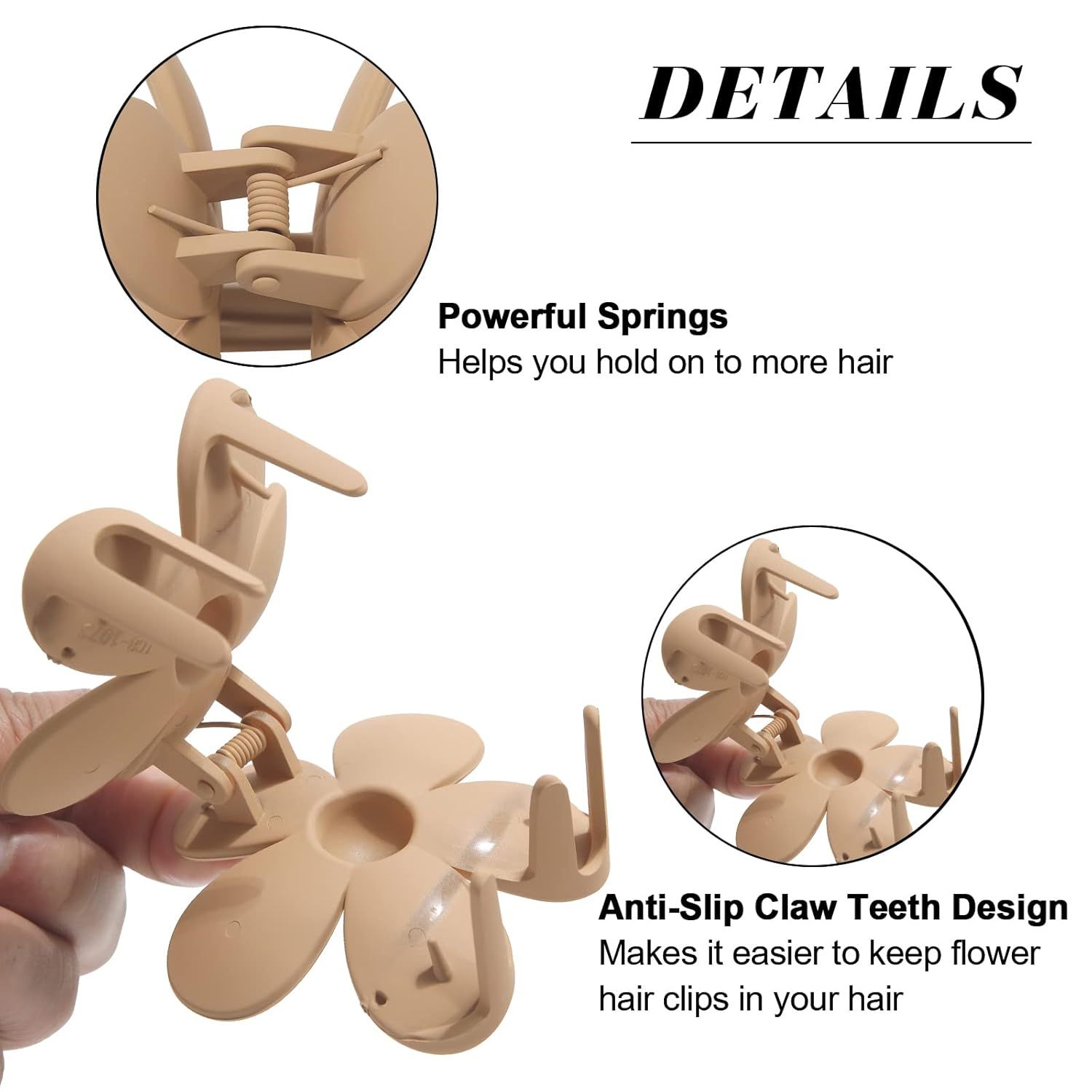 Cute Hair Claw Clips Set - 4Pcs Nonslip Strong Hold 3 Inch Matte Small lower Clips or Women and Girls (Beige, Khaki, Brown, Black) - Image 4