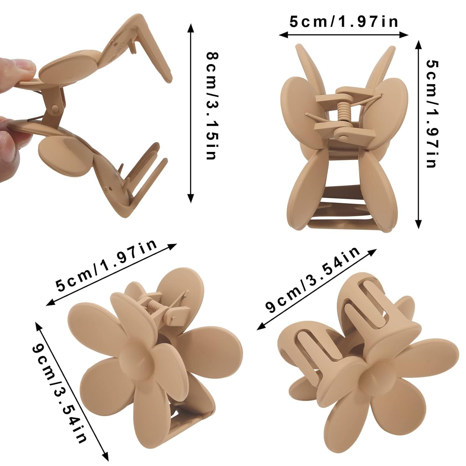 Cute Hair Claw Clips Set - 4Pcs Nonslip Strong Hold 3 Inch Matte Small lower Clips or Women and Girls (Beige, Khaki, Brown, Black) - Image 5