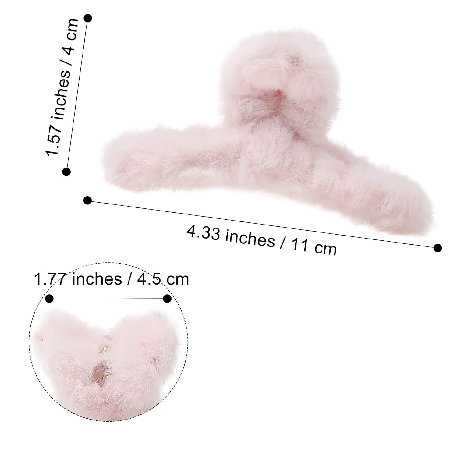 5PCS Large Claw Hair Clips or Thick Hair Big uzzy Hair Clips or Women Nonslip Strong Hold Hair Claw Clip (Plush (Blue+Grey+Pink+Purple+Beige)) - Image 4