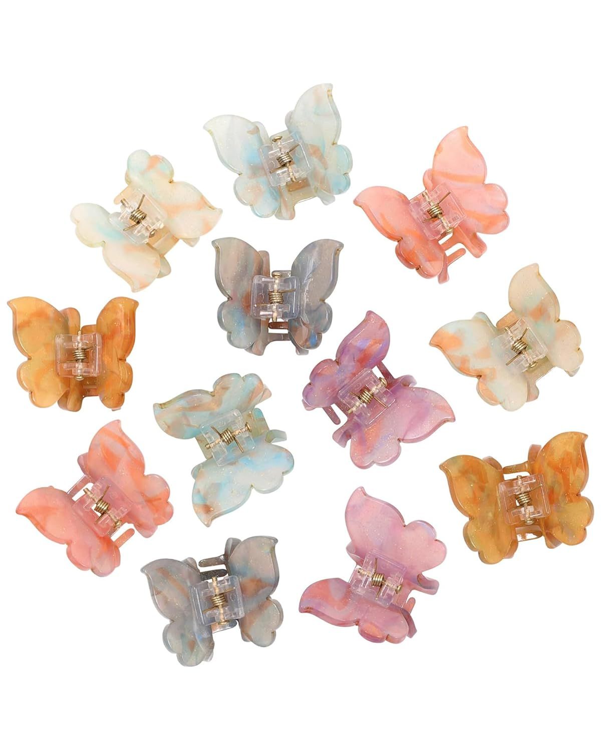 12Pcs Small Hair Clips or Women Girls Acrylic Mini Claw Clips Cute Hair Jaw Claw or Hair Styling Accessories (Butterly style) - Image 1