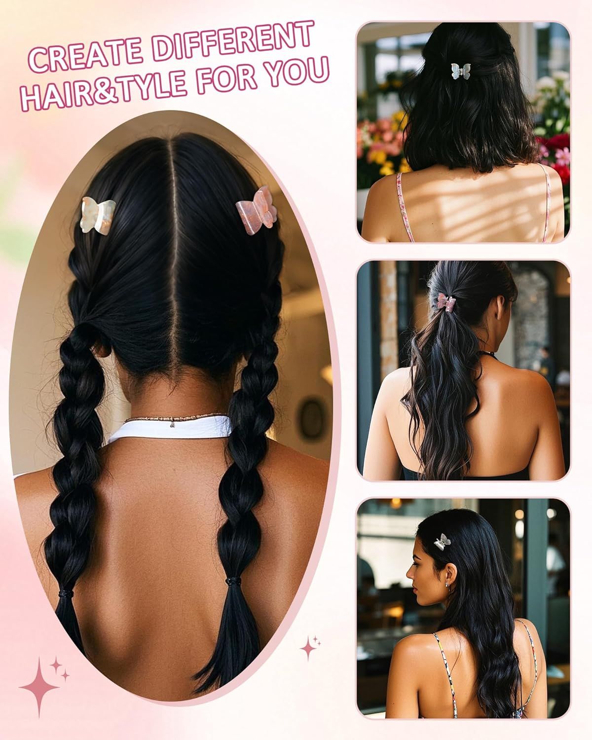 12Pcs Small Hair Clips or Women Girls Acrylic Mini Claw Clips Cute Hair Jaw Claw or Hair Styling Accessories (Butterly style) - Image 5