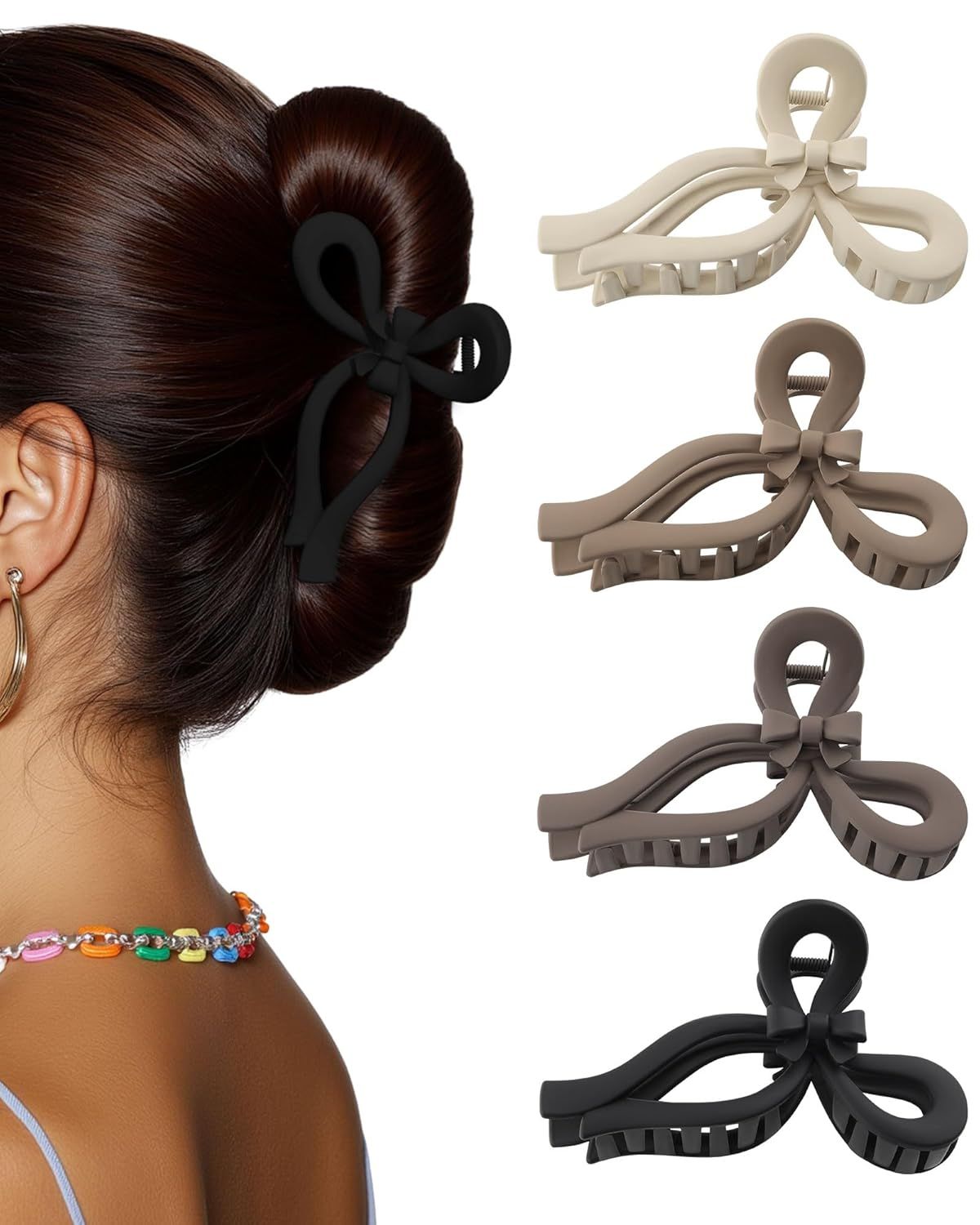 4 PCS Bow Hair Clips or Women Bow Claw Clip 4