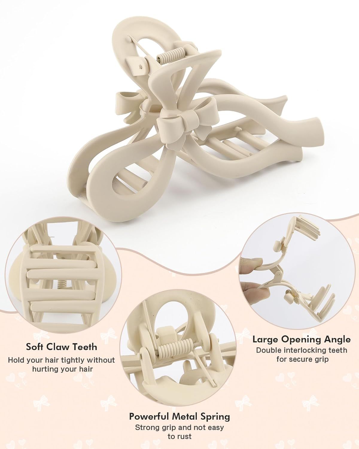 4 PCS Bow Hair Clips or Women Bow Claw Clip 4