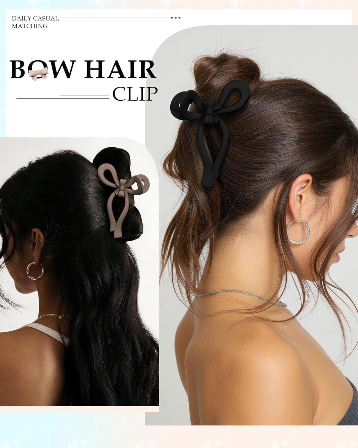4 PCS Bow Hair Clips or Women Bow Claw Clip 4