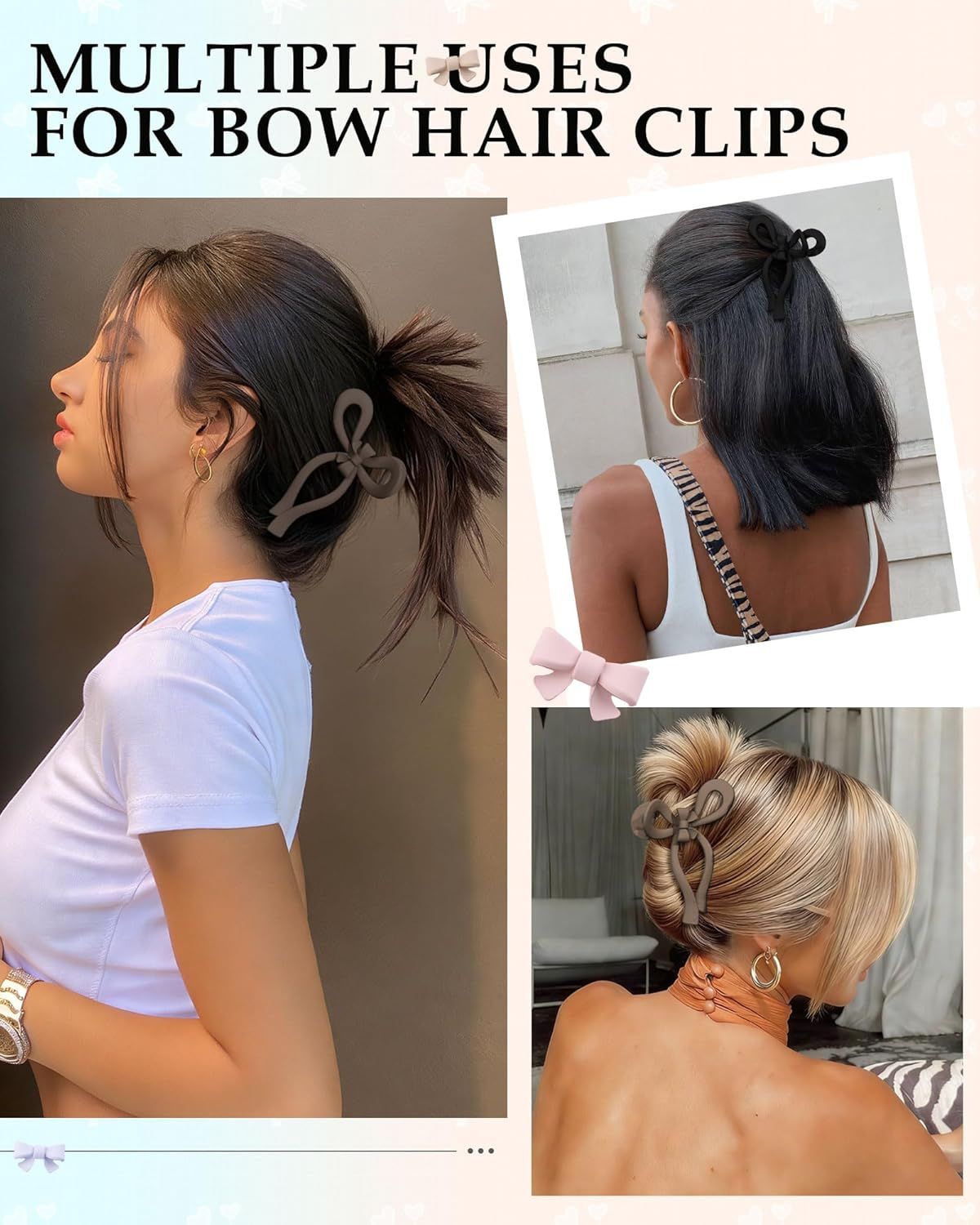 4 PCS Bow Hair Clips or Women Bow Claw Clip 4