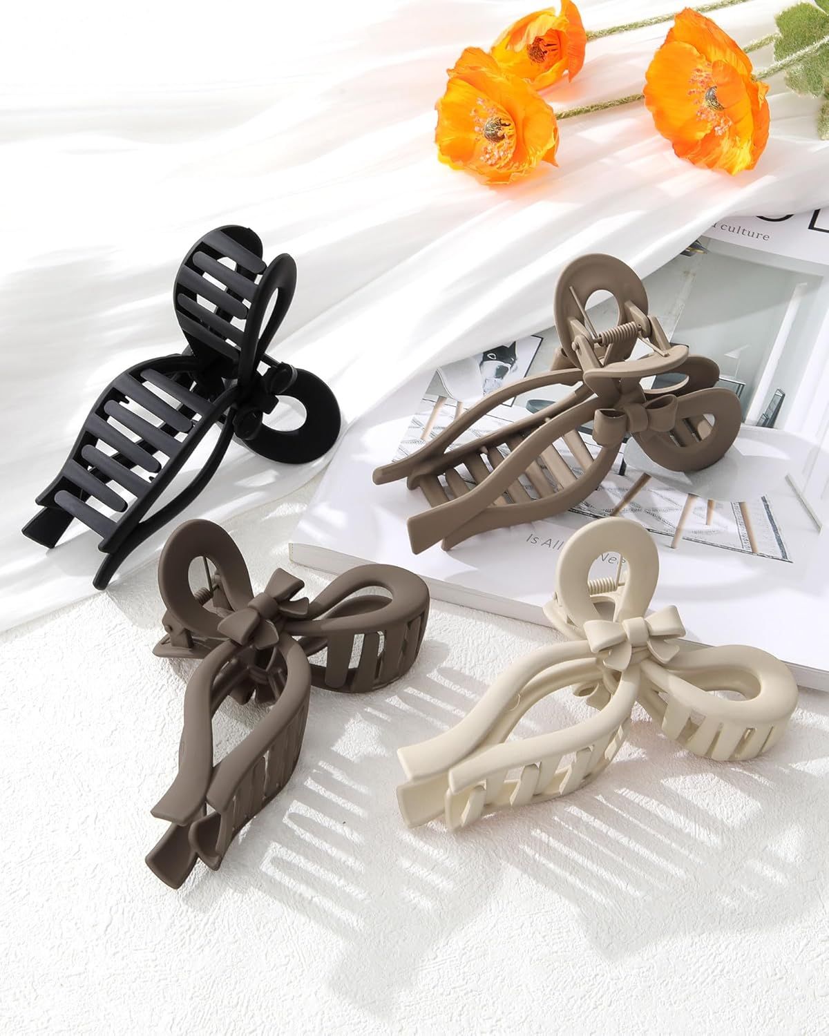 4 PCS Bow Hair Clips or Women Bow Claw Clip 4