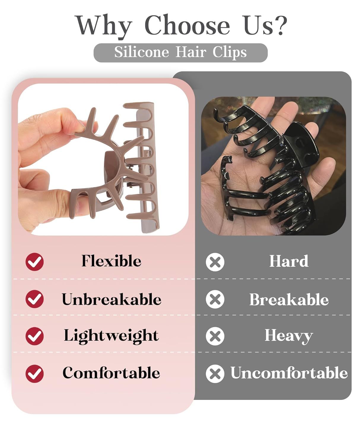 3Pcs Silicone Hair Clips lexible Claw Clips or Women Cloud Clip Bendable Large Hair Claw Clip - Image 2