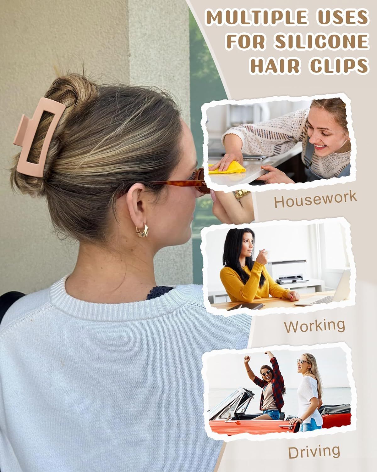 3Pcs Silicone Hair Clips lexible Claw Clips or Women Cloud Clip Bendable Large Hair Claw Clip - Image 6