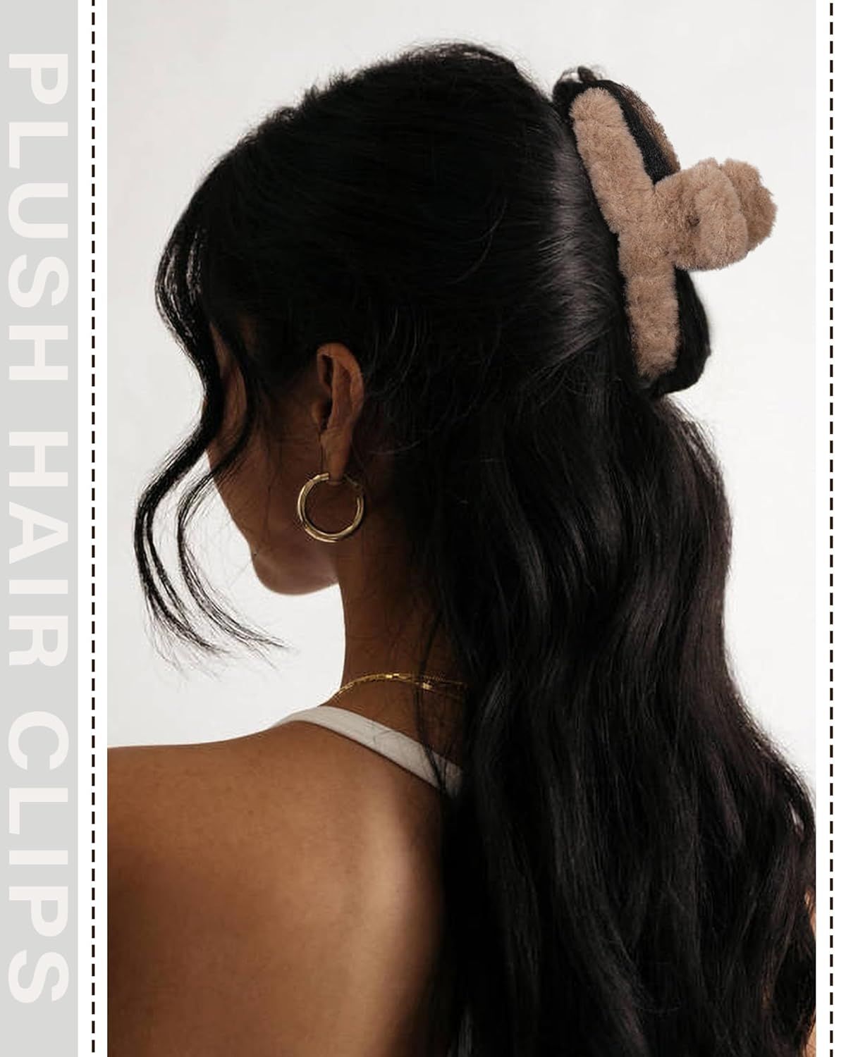 Plush Clip - Hair Clip, 6 Pcs Rectangular Cute Hair Clips or Women, Large Hair Barrettes or Thick Hair, Non Slip Hair Jaw Clips or Girls, Camel/Coee/Beige/Khaki/White/Black - Image 4