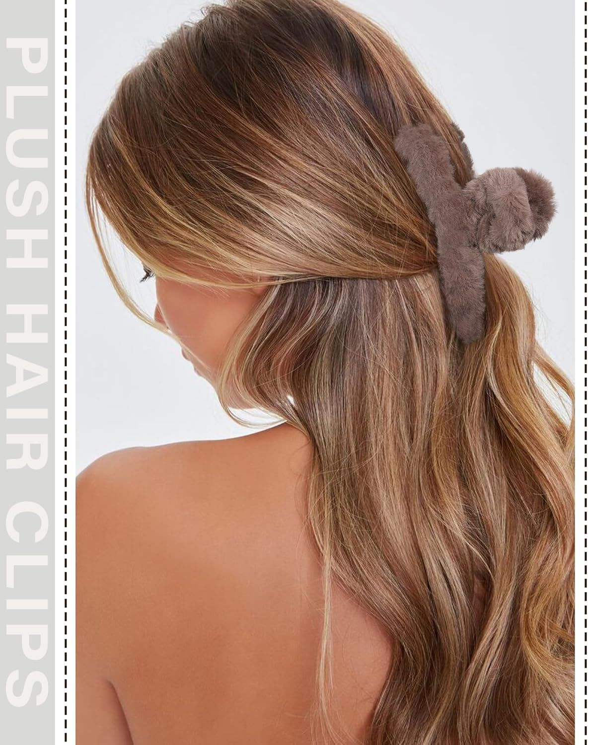 Plush Clip - Hair Clip, 6 Pcs Rectangular Cute Hair Clips or Women, Large Hair Barrettes or Thick Hair, Non Slip Hair Jaw Clips or Girls, Camel/Coee/Beige/Khaki/White/Black - Image 6