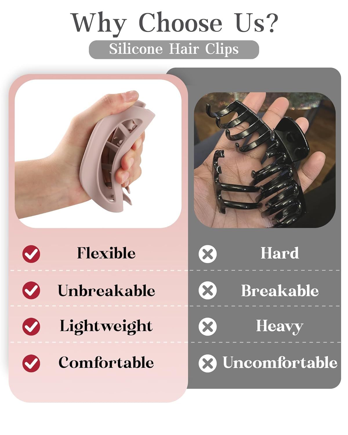 3Pcs Silicone Hair Clips lexible Claw Clips or Women Cloud Clip Bendable Large Hair Claw Clip - Image 2