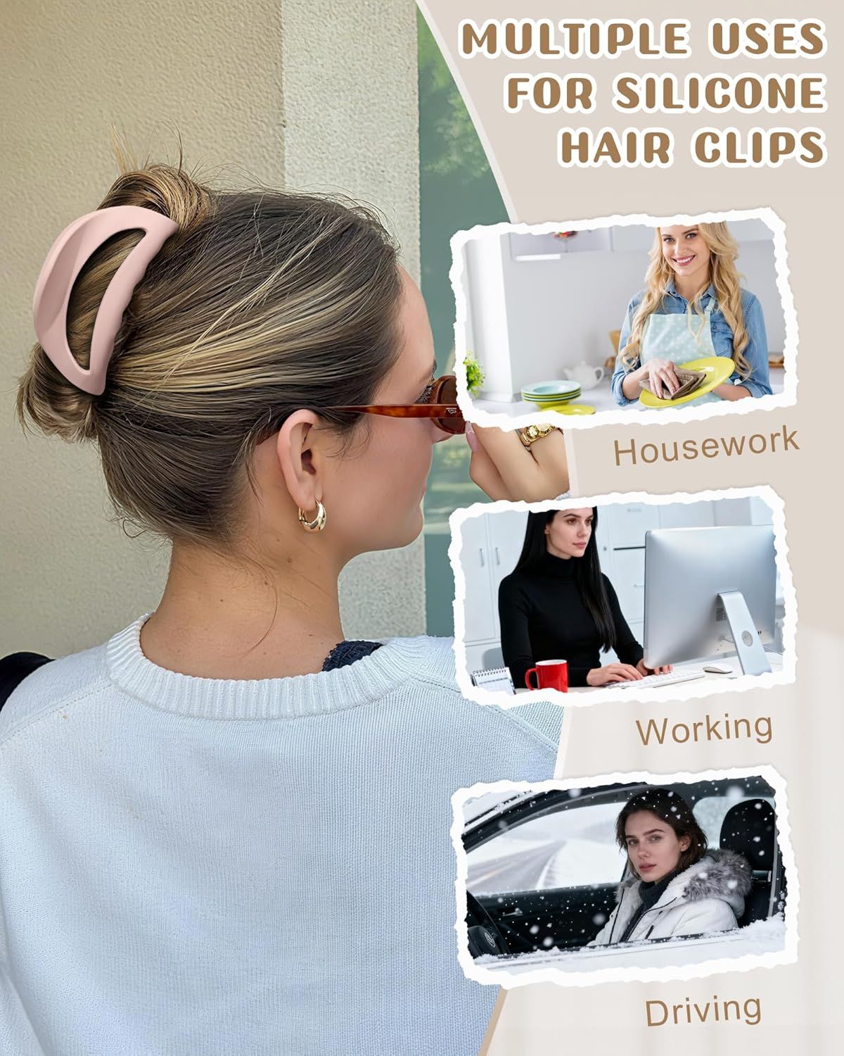 3Pcs Silicone Hair Clips lexible Claw Clips or Women Cloud Clip Bendable Large Hair Claw Clip - Image 6