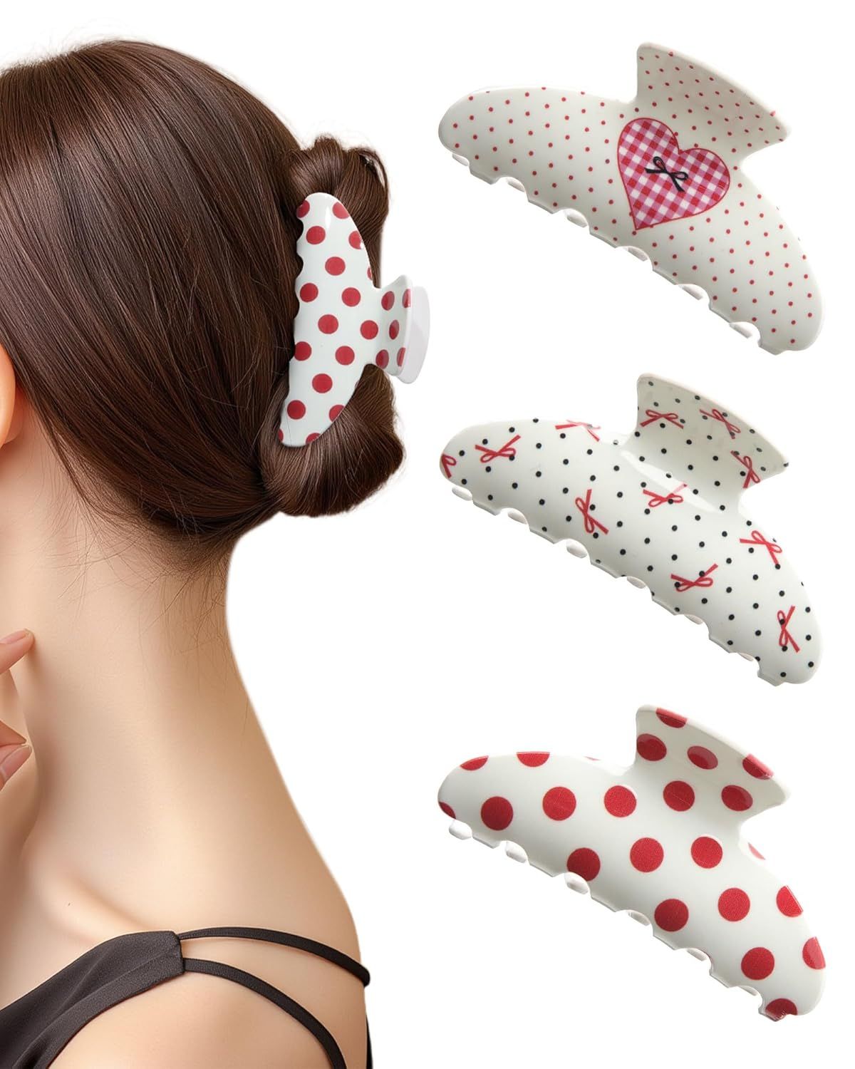 3Pcs Acrylic Hair Claw Clips or Women, Non-Slip 3.5