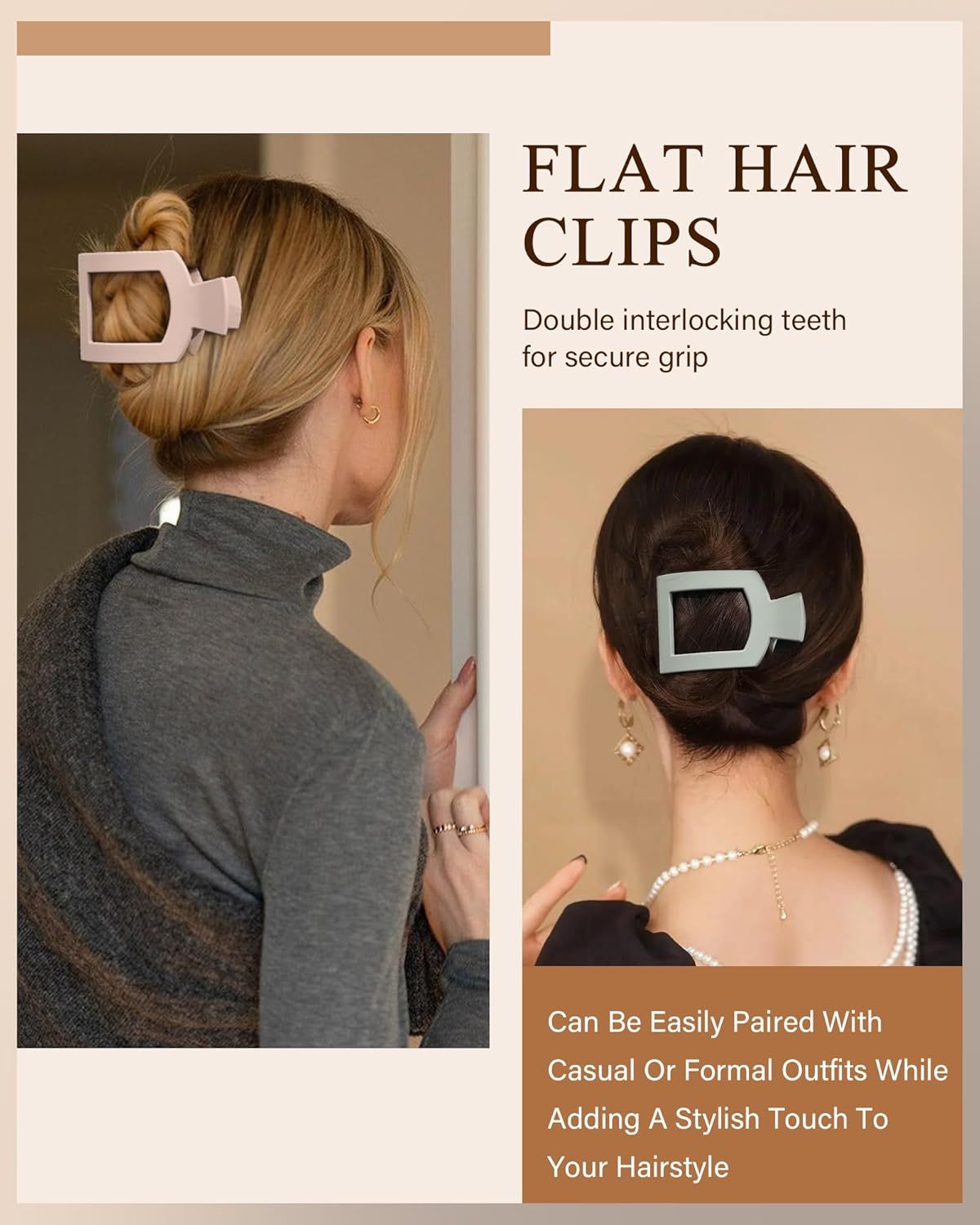 lat Hair Clips or Women Lay lat Claw Clip or Hair 4Pcs Large Square Hair Claw Clips - Image 5