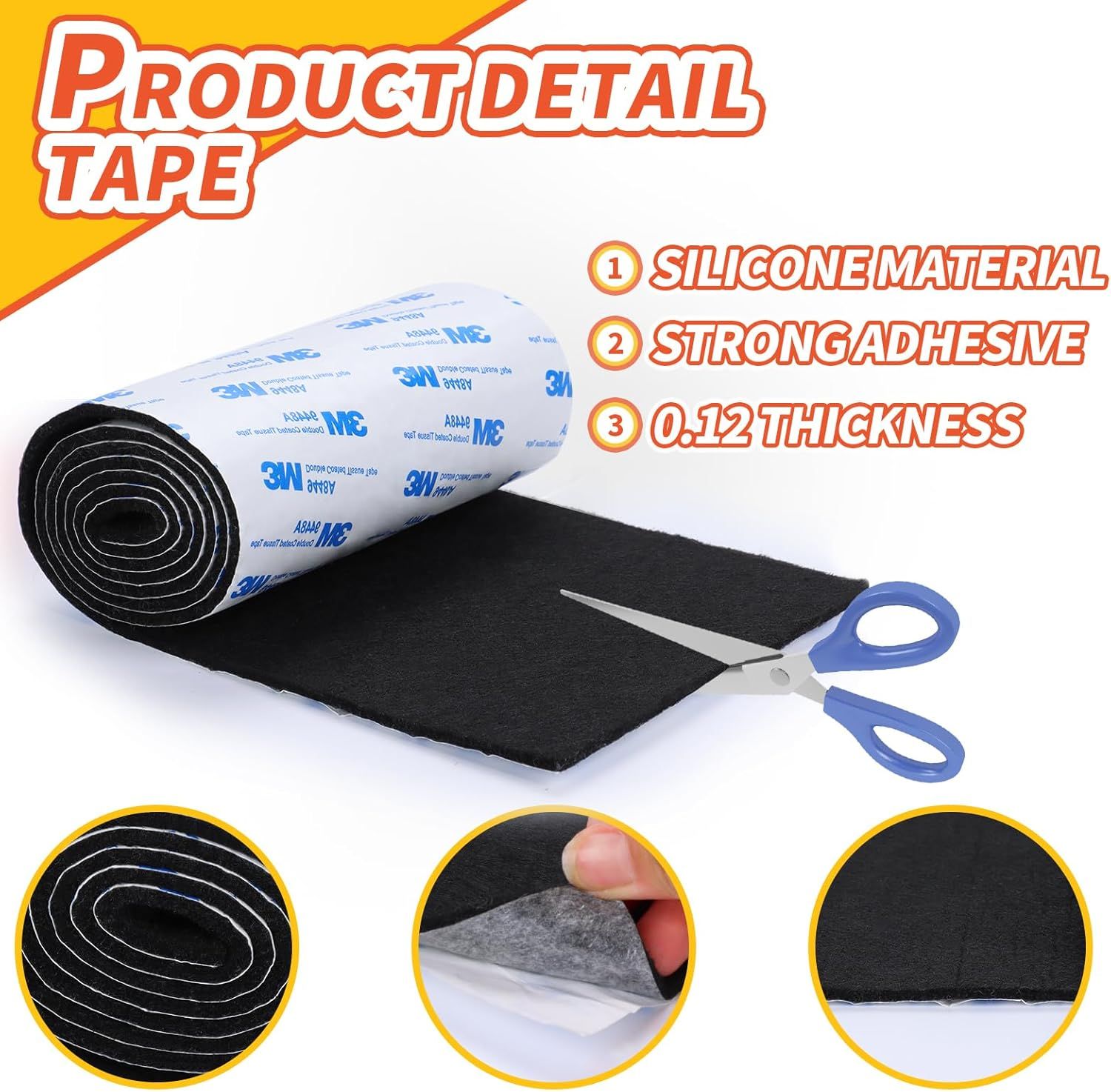elt urniture Pads, Non Slip Sel Adhesive Cuttable elt Tape Black Heavy Duty elts Strip Roll or Protecting Hardwood loors Chair Wall Protector (40 x 5 x 0.12 Inch) - Image 4
