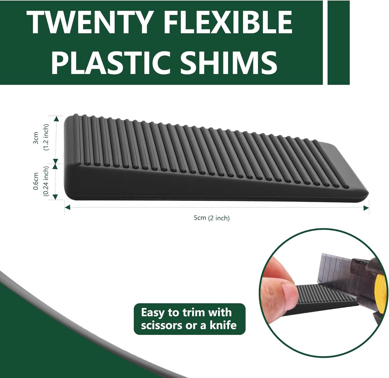 urniture Levelers, lexible Plastic Shims urniture Leveling Wedge Shims Anti-Wobble Pad or Chair Table Couch Bed Toilet or Home Improvement (Black, 20 Pack) - Image 2