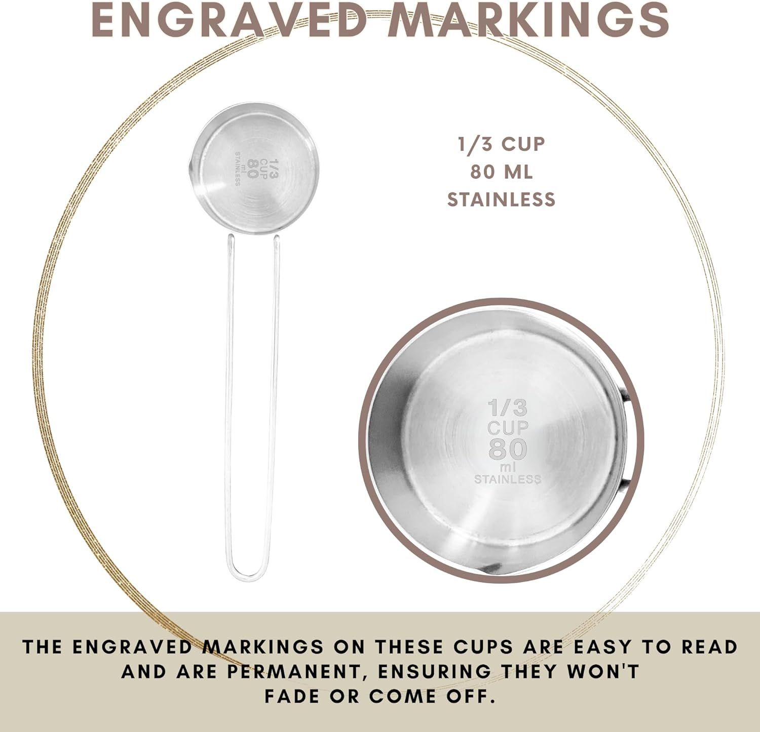 1/3 Cup Stainless Steel Measuring Cup, Long 6