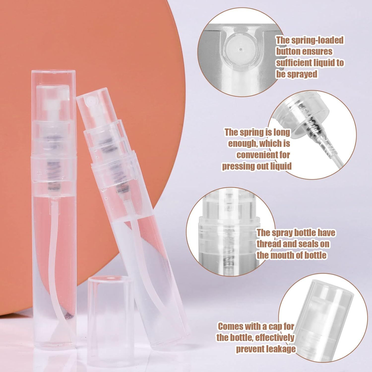 60PCS 5ml Mini Spray Bottle, Mini Clear Plastic Spray Bottle Empty, ine Mist Reillable Mini Perume Bottle, Perume Atomizer, Small Empty Sample Containers, Plastic Portable Travel Bottle - Image 4