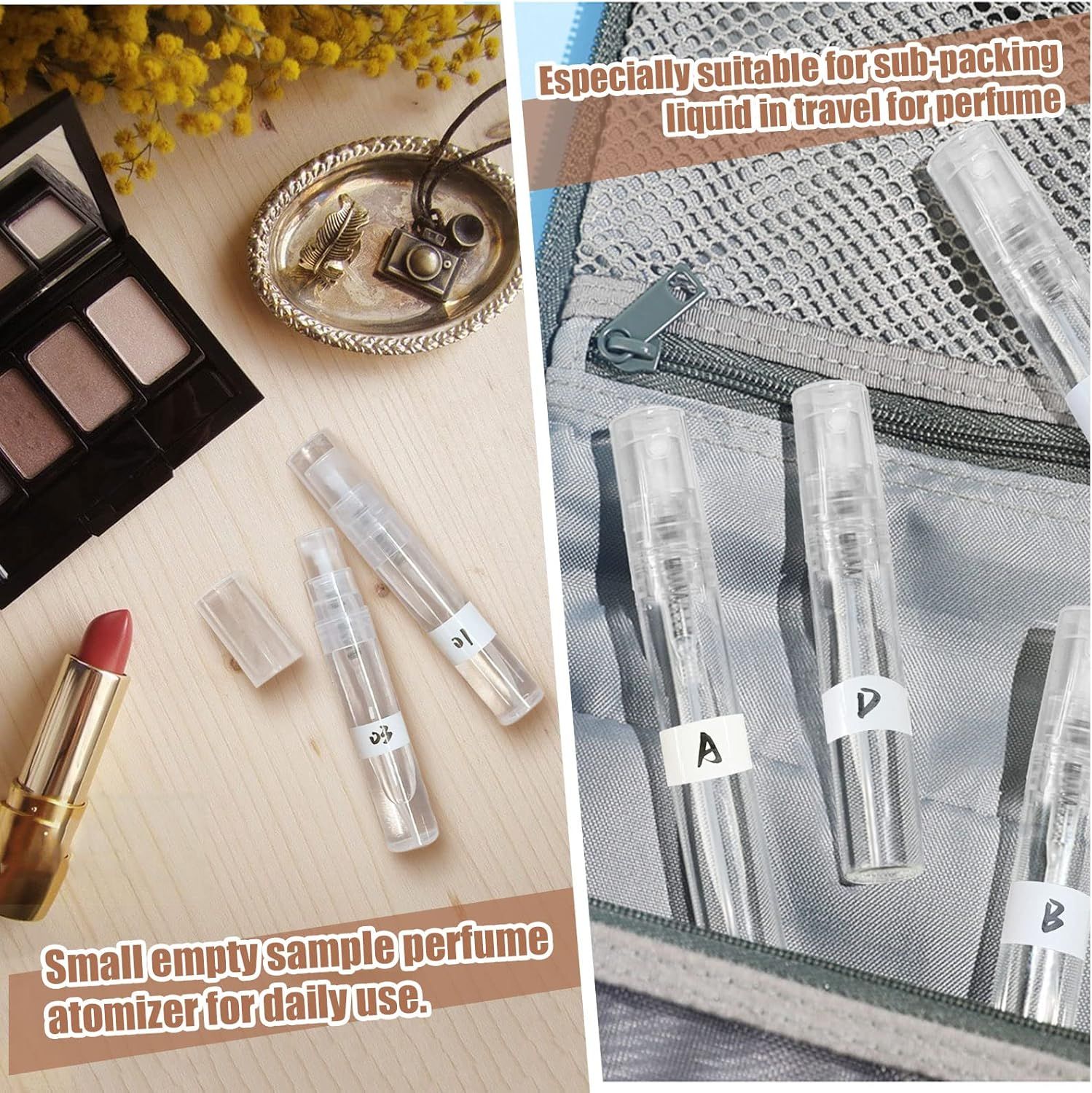 60PCS 5ml Mini Spray Bottle, Mini Clear Plastic Spray Bottle Empty, ine Mist Reillable Mini Perume Bottle, Perume Atomizer, Small Empty Sample Containers, Plastic Portable Travel Bottle - Image 6