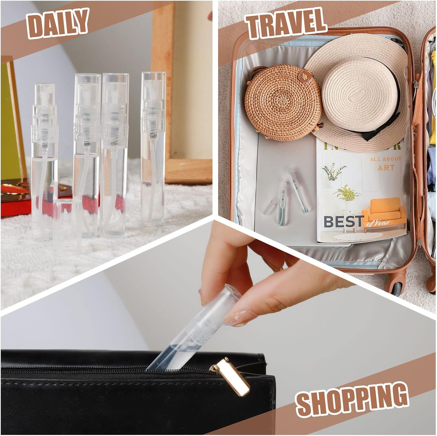 60PCS 5ml Mini Spray Bottle, Mini Clear Plastic Spray Bottle Empty, ine Mist Reillable Mini Perume Bottle, Perume Atomizer, Small Empty Sample Containers, Plastic Portable Travel Bottle - Image 7