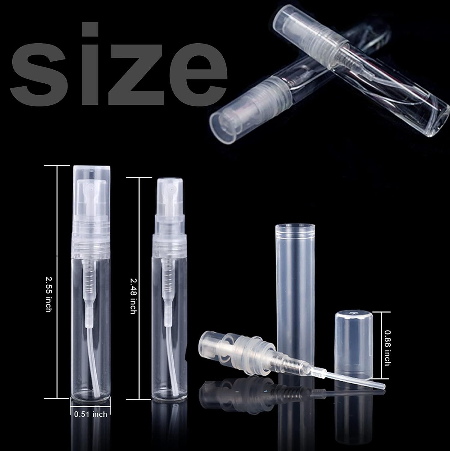 60 Pack 3ml Mini Spray Bottle, Clear Plastic Empty Cute Perume Atomizer Bottle or Cleaning, Travel, Essential Oils, Perume. - Image 2