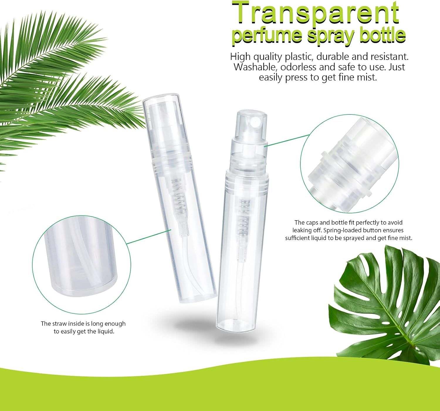 60 Pack 3ml Mini Spray Bottle, Clear Plastic Empty Cute Perume Atomizer Bottle or Cleaning, Travel, Essential Oils, Perume. - Image 3