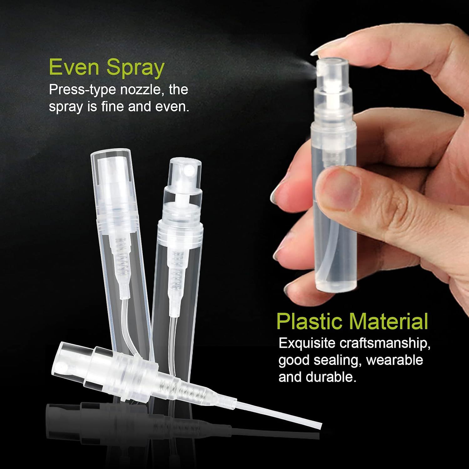 60 Pack 3ml Mini Spray Bottle, Clear Plastic Empty Cute Perume Atomizer Bottle or Cleaning, Travel, Essential Oils, Perume. - Image 4