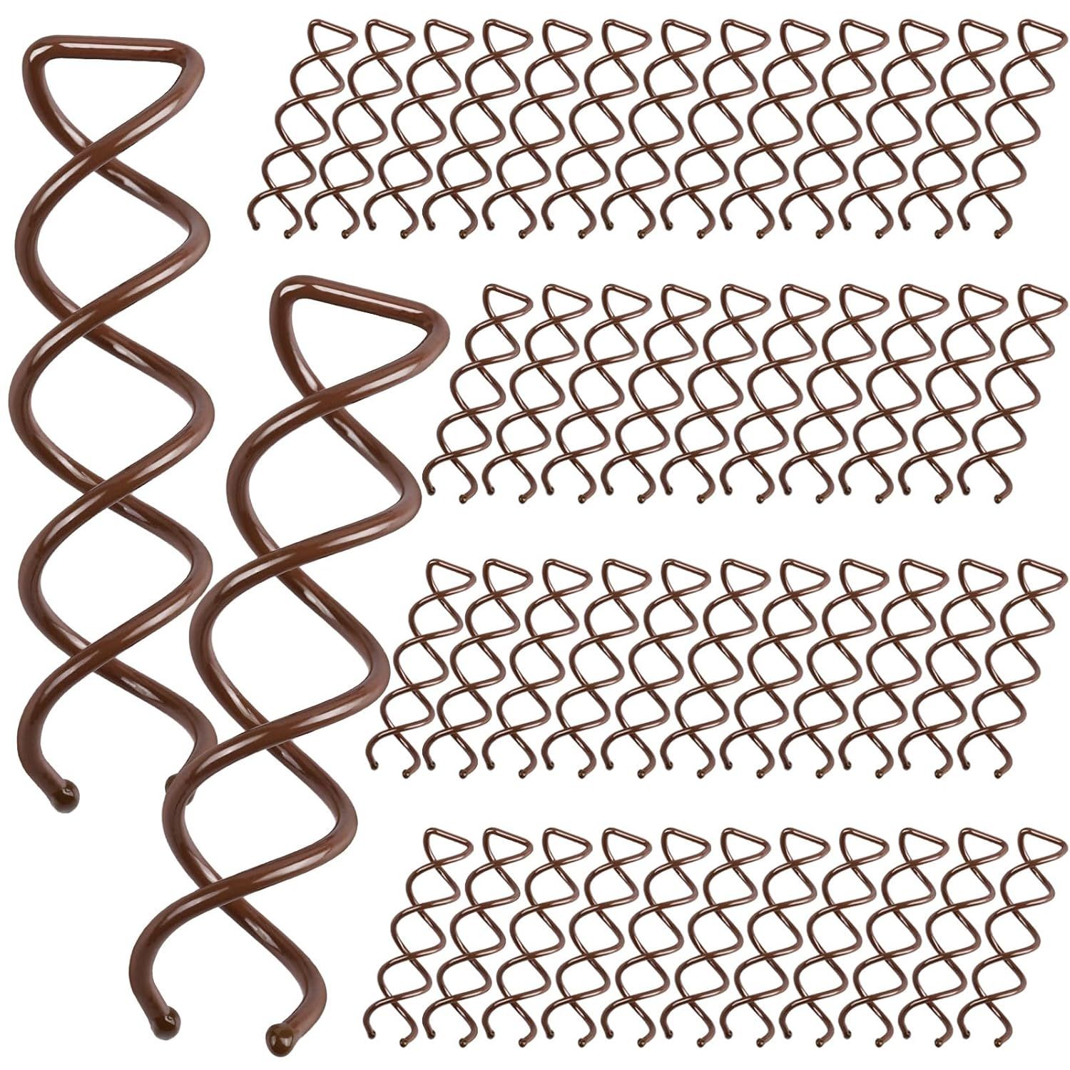 50PC Spiral Hair Pins Set, Spin Pins Spiral Bobby Pins or Girls, Women and Kids, Non-Scratch Round Clip & Bun Twist, Stylish Bun Bobby Pins, Premium Spin Pins or Hair, Brown - Image 1