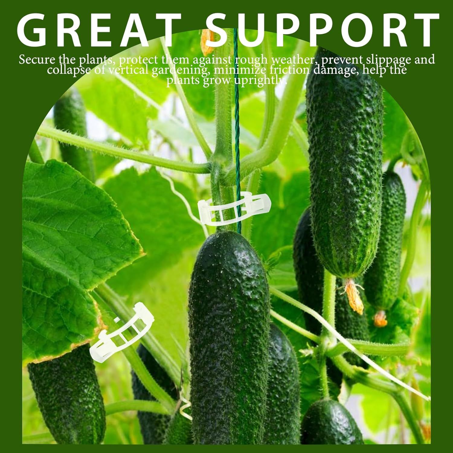300 PCS Plant Support Clips, Plastic Garden Plant Ties, Tomato Clips Trellis or Tomato Cucumber lower Squash Vine, 1” Inner Diameter or Climbing Plants - Image 3