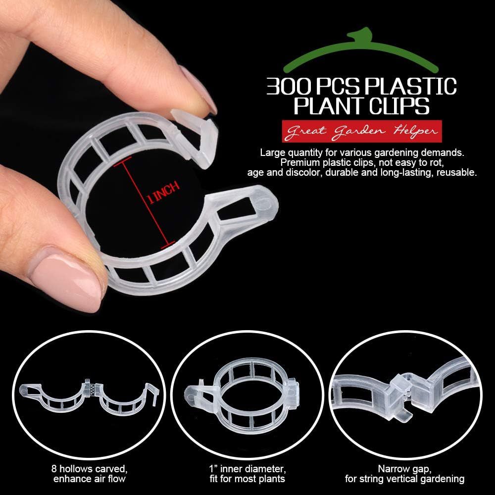 300 PCS Plant Support Clips, Plastic Garden Plant Ties, Tomato Clips Trellis or Tomato Cucumber lower Squash Vine, 1” Inner Diameter or Climbing Plants - Image 4
