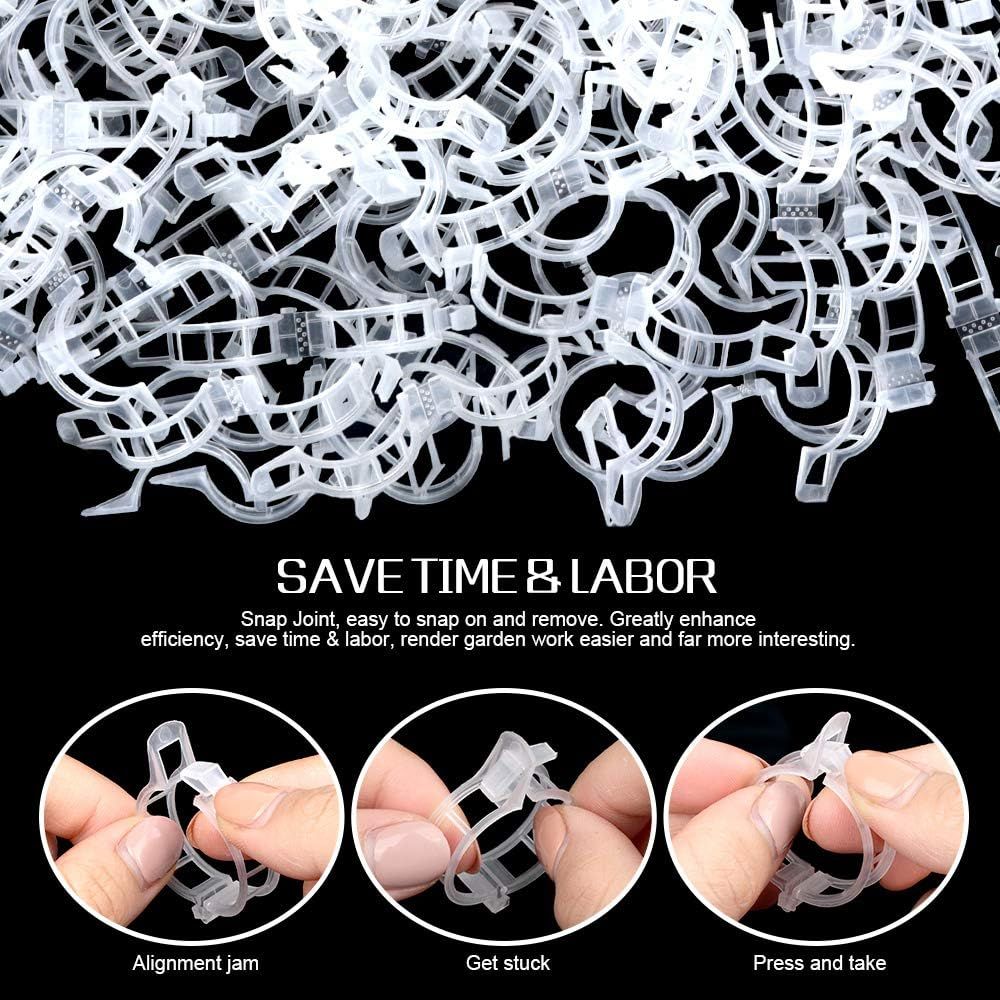 300 PCS Plant Support Clips, Plastic Garden Plant Ties, Tomato Clips Trellis or Tomato Cucumber lower Squash Vine, 1” Inner Diameter or Climbing Plants - Image 5