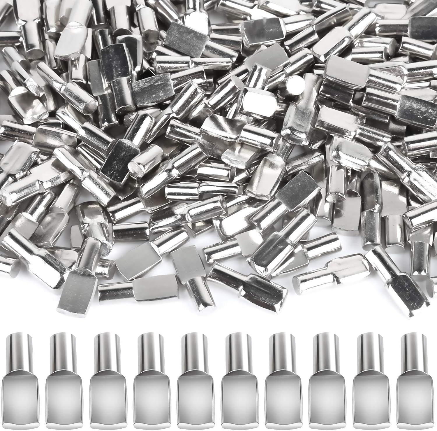 200 PCS 5mm Shel Pins, Shel Pegs, Metal Nickel Shel Pins, Shel Support Pegs, Cabinet Shel Pegs, Shel Pegs or Shelves, Shel Pins 5mm, Spoon Shaped Cabinet Support Pegs Holder - Image 1