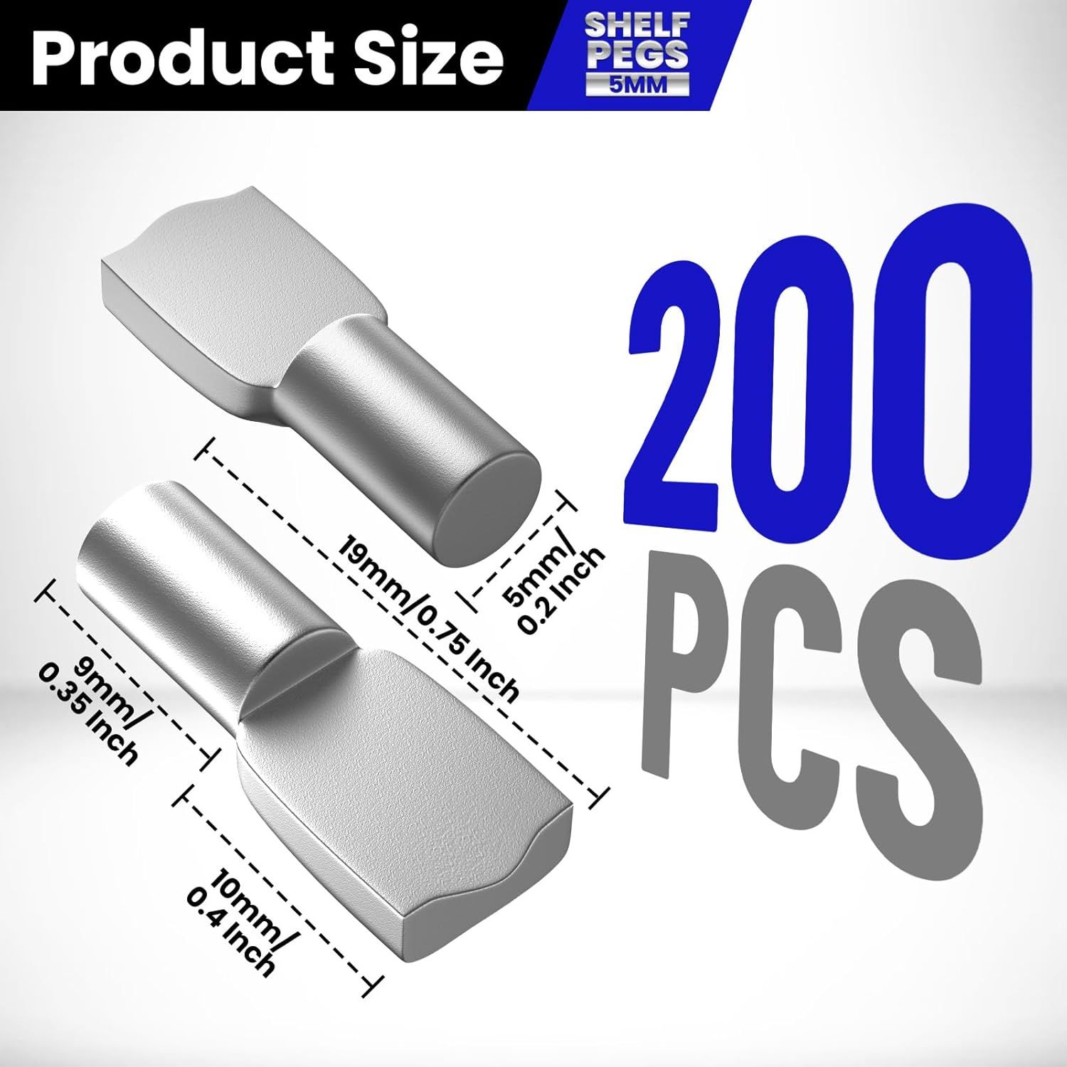 200 PCS 5mm Shel Pins, Shel Pegs, Metal Nickel Shel Pins, Shel Support Pegs, Cabinet Shel Pegs, Shel Pegs or Shelves, Shel Pins 5mm, Spoon Shaped Cabinet Support Pegs Holder - Image 2