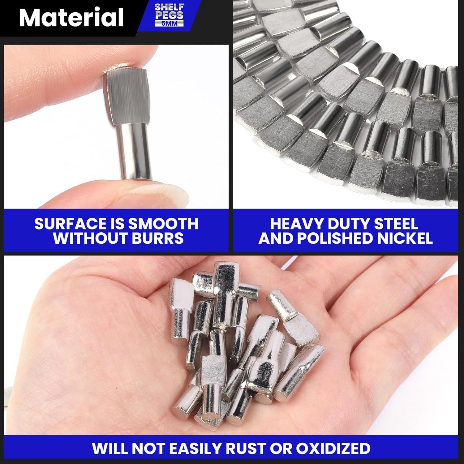 200 PCS 5mm Shel Pins, Shel Pegs, Metal Nickel Shel Pins, Shel Support Pegs, Cabinet Shel Pegs, Shel Pegs or Shelves, Shel Pins 5mm, Spoon Shaped Cabinet Support Pegs Holder - Image 3