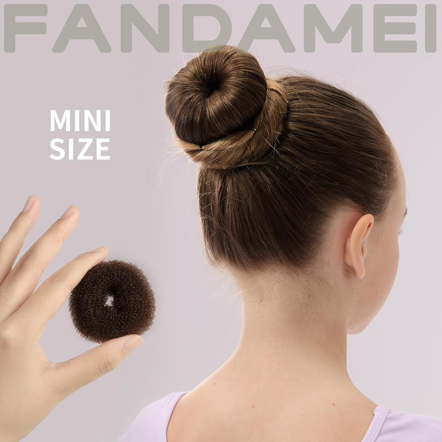 6 PCS Hair Bun Makers or Kids, 10 Invisible Bun Nets or Ballet Girls, 3PCS Extra Small 3PCS Small Donut Buns or Hair Kids, Bun Makers Hair Nets or Buns with 5 Elastics 20 Pins (Brown) - Image 3
