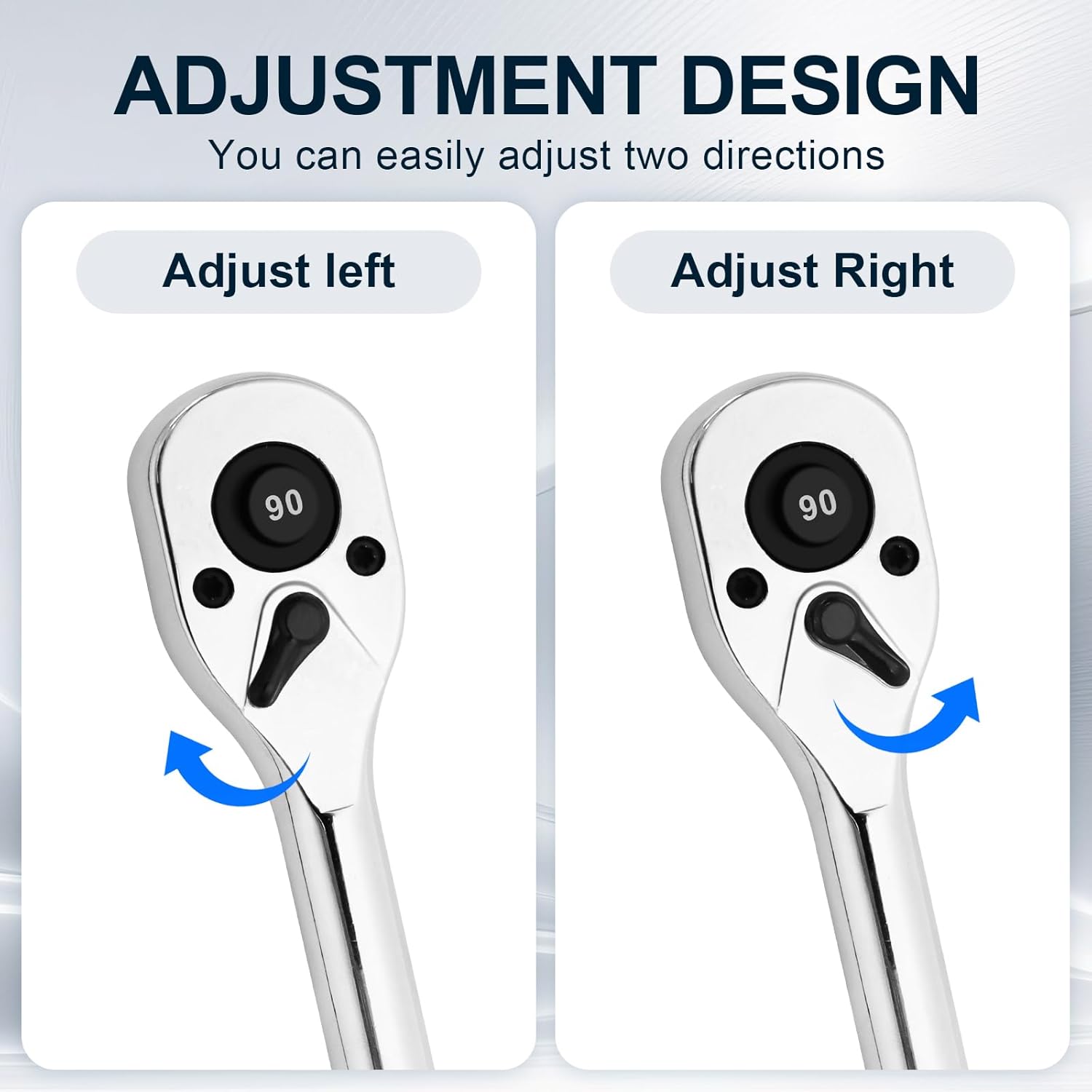 Biaungdo 1/4 Inch Drive Ratchet, 90-Tooth Reversible Quick-release Ratchet Wrench, Chrome Alloy Socket Wrench - Image 3