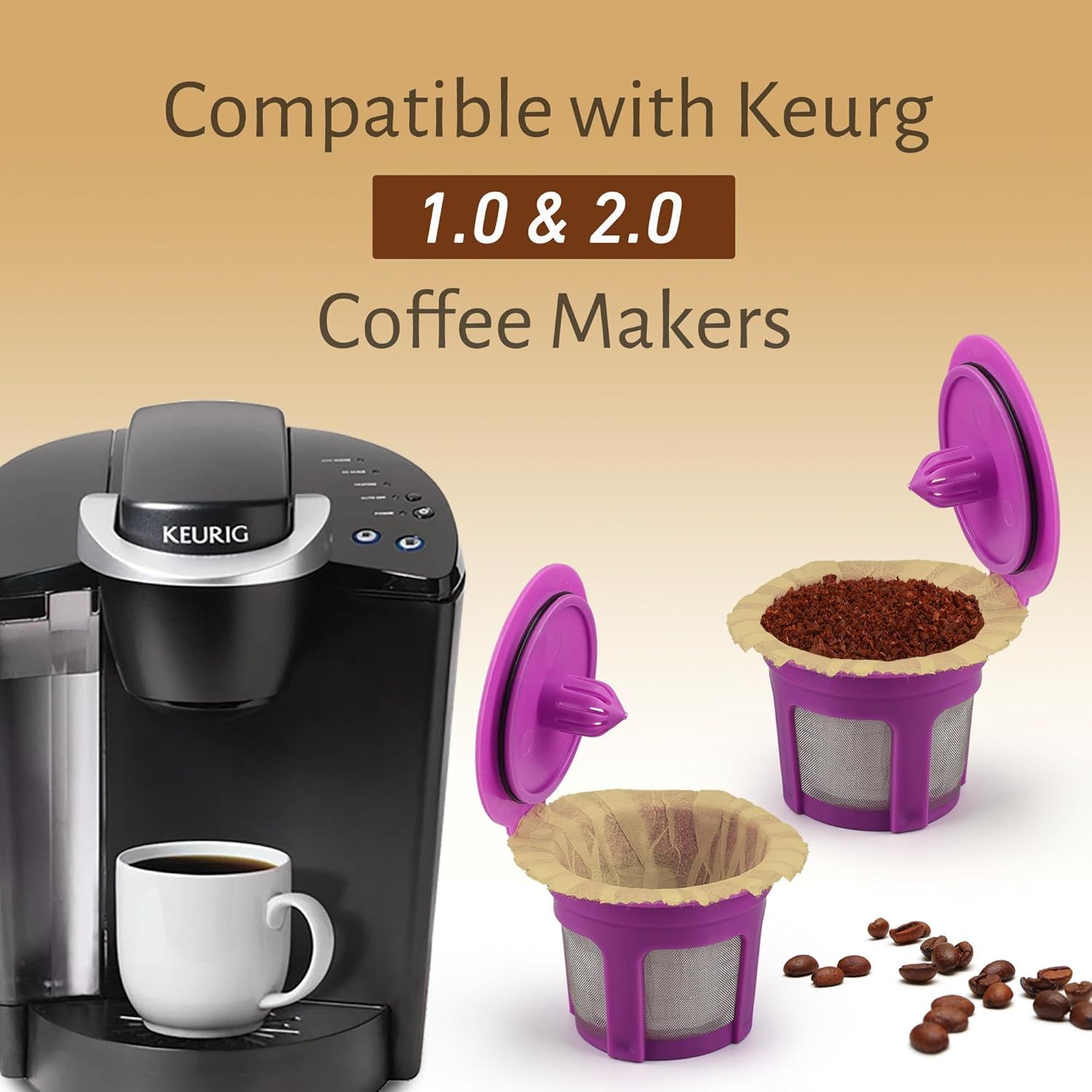 Disposable Coee ilters, 100 Count Natural Paper ilters Compatible with Keurig Brewers Single Serve 1.0 and 2.0, it all Reusable Coee Pods(Natural 100) - Image 3
