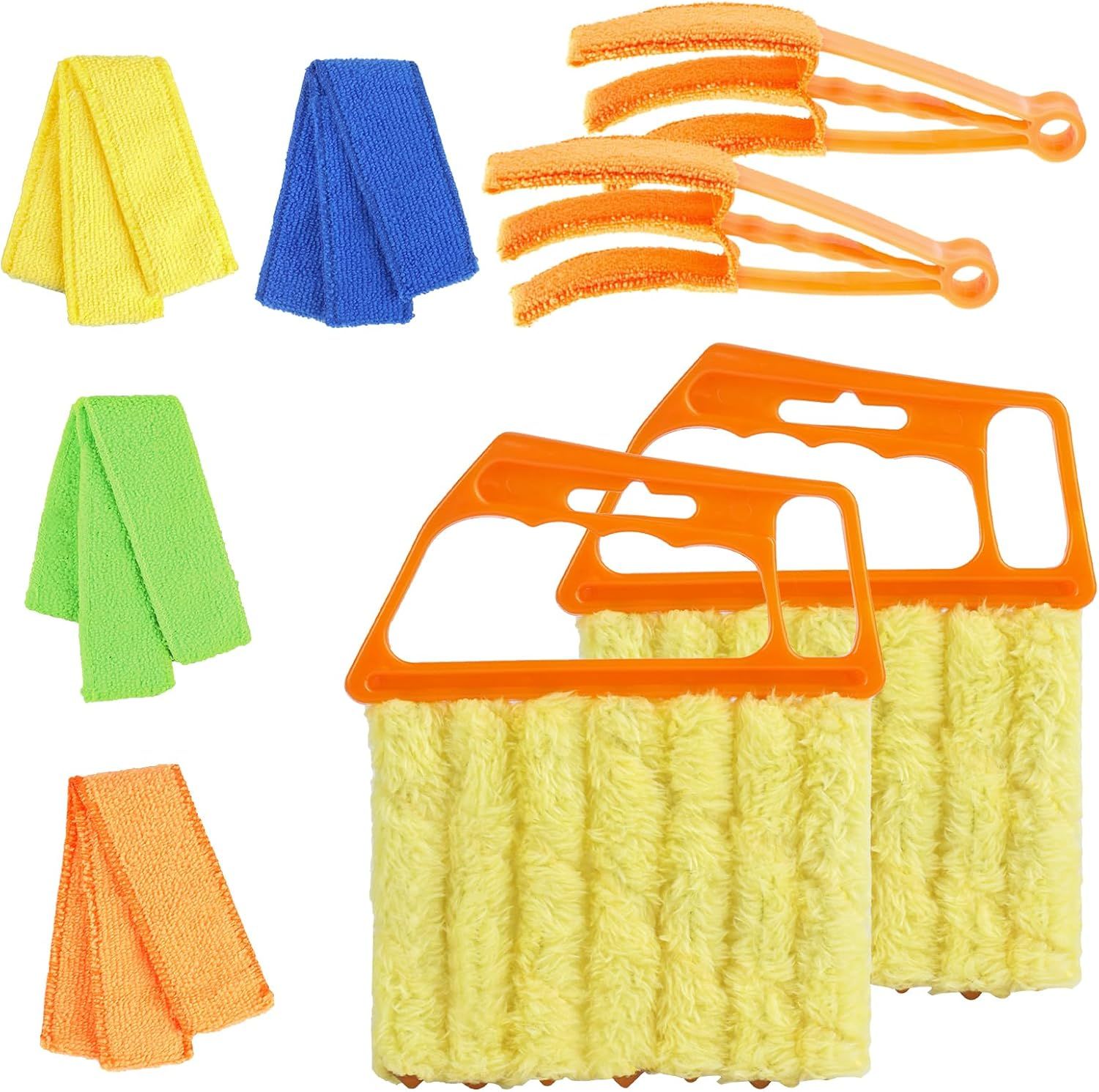 4Pcs Window Venetian Blind Cleaner Duster Tool,eather Blind Duster or Cleaning,Washable 7 inger Dusters Brush Dusting Cleaner Tool or Window Shutters Air Conditioner Vinyl Wood Blinds + 4 Cover - Image 1
