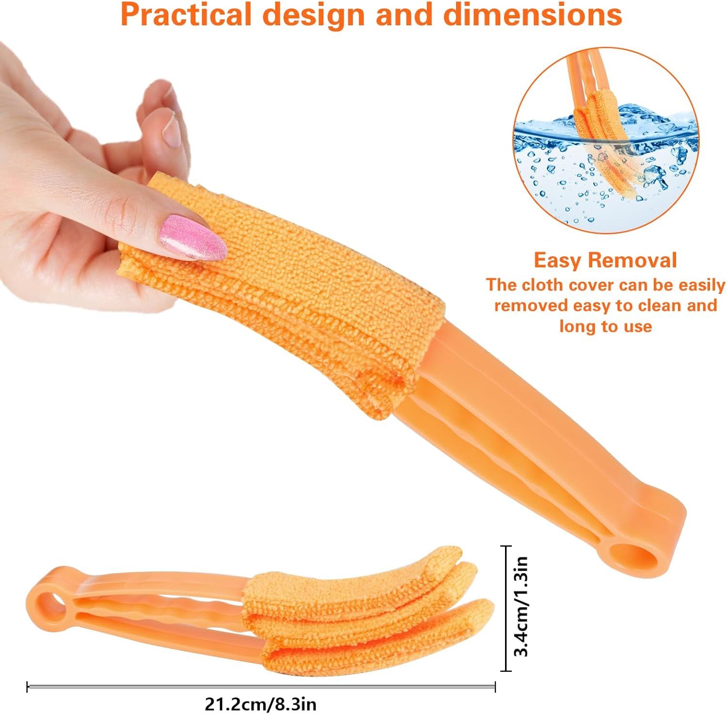 4Pcs Window Venetian Blind Cleaner Duster Tool,eather Blind Duster or Cleaning,Washable 7 inger Dusters Brush Dusting Cleaner Tool or Window Shutters Air Conditioner Vinyl Wood Blinds + 4 Cover - Image 3