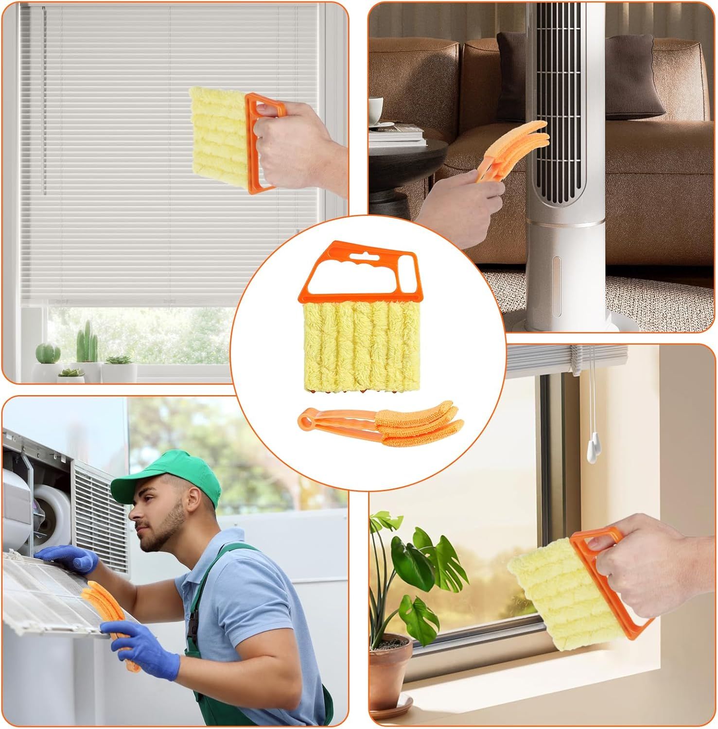 4Pcs Window Venetian Blind Cleaner Duster Tool,eather Blind Duster or Cleaning,Washable 7 inger Dusters Brush Dusting Cleaner Tool or Window Shutters Air Conditioner Vinyl Wood Blinds + 4 Cover - Image 7