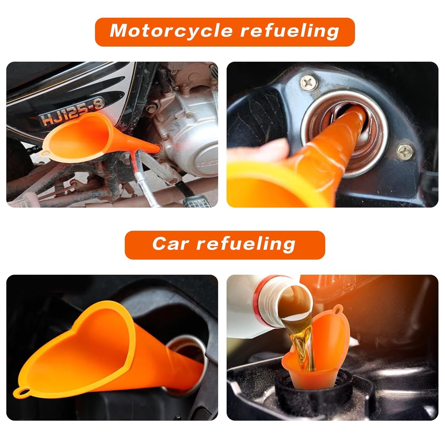 4 Pcs Plastic Long Neck Oil unnel or Change, Multi-unction Long or Transmission luid Automotive unnels, Car Water Diesel uel Kerosene Liquids Engine Oil unnel Set - Image 6