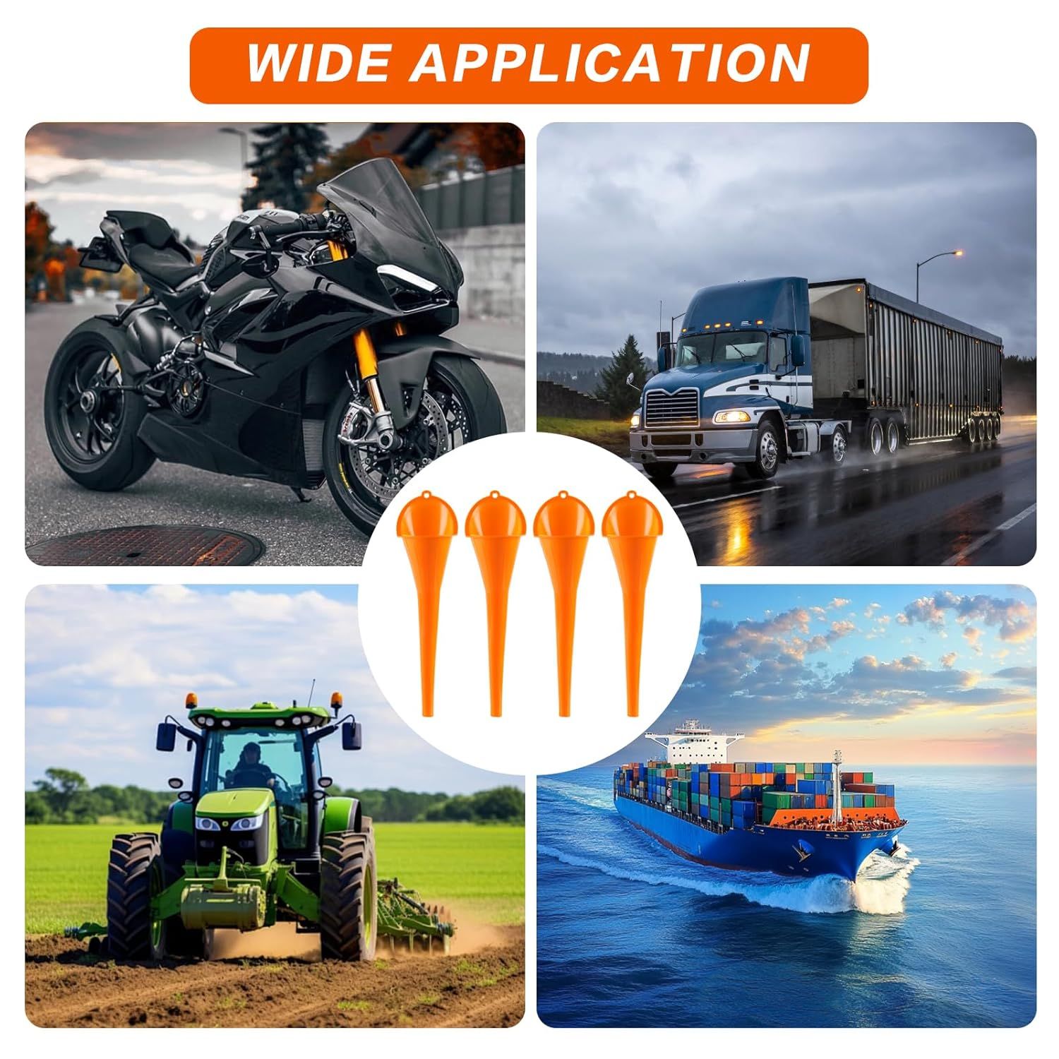 4 Pcs Plastic Long Neck Oil unnel or Change, Multi-unction Long or Transmission luid Automotive unnels, Car Water Diesel uel Kerosene Liquids Engine Oil unnel Set - Image 7